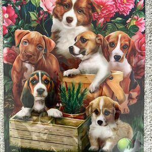 New BRIARWOOD LANE "In the Garden" (Puppies) happy puppy dog lover garden flag